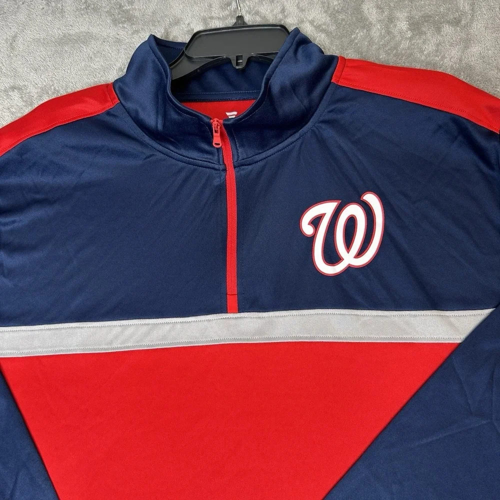 Washington Nationals 1/4-Zip Red Sweater Fanatics Quarter-Zip Pullover Men's 2XL